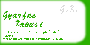 gyarfas kapusi business card